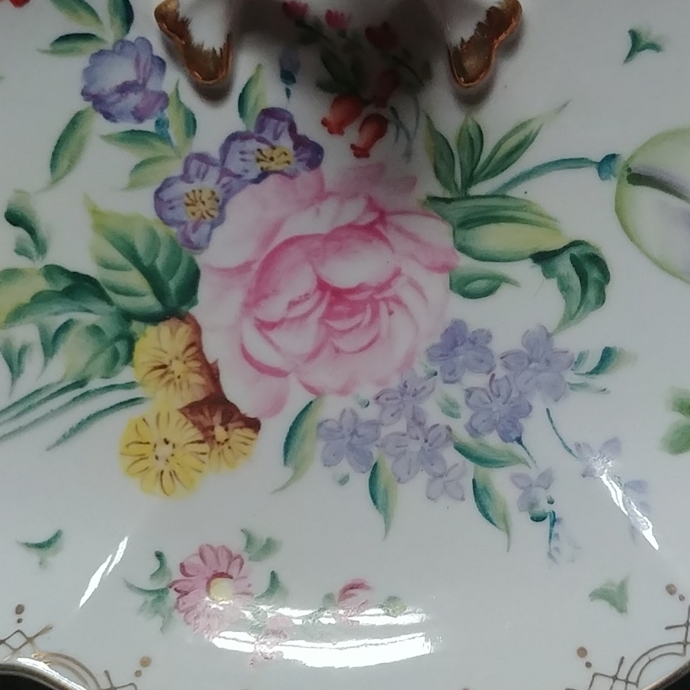 Pretty handled h.p. floral tray hand painted. - Picture 2 of 13